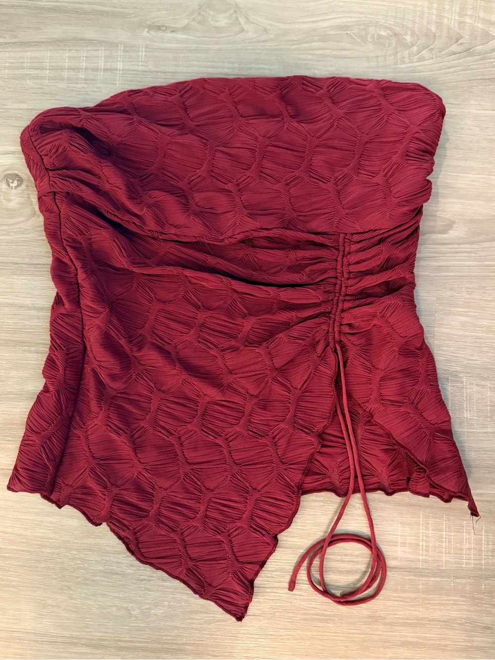 Strapless Textured Red Tube Top